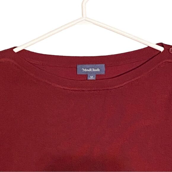 NWOT Burgundy ModCloth Wide Neck Sweater - Picture 4 of 7